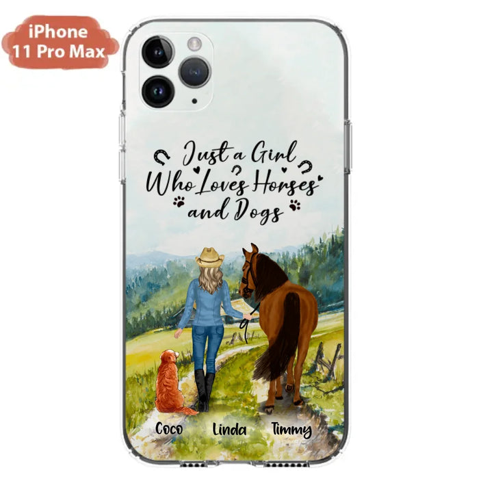 Custom Personalized Horse And Dog Phone Case - Man/ Woman/ Girl/ Boy With Upto 2 Horses And 4 Dogs - Gift For Horse/ Dog Lover - Case For iPhone And Samsung