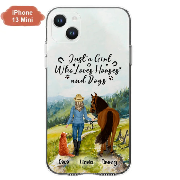 Custom Personalized Horse And Dog Phone Case - Man/ Woman/ Girl/ Boy With Upto 2 Horses And 4 Dogs - Gift For Horse/ Dog Lover - Case For iPhone And Samsung