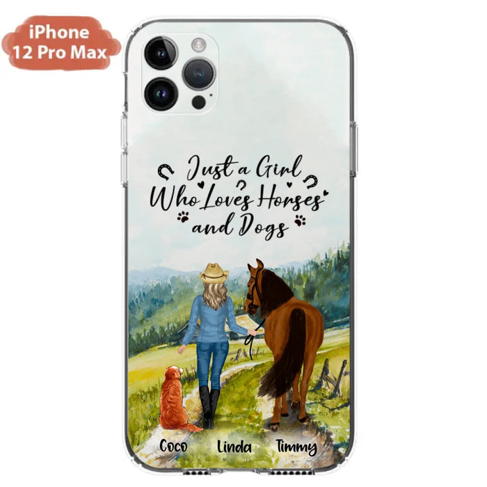 Custom Personalized Horse And Dog Phone Case - Man/ Woman/ Girl/ Boy With Upto 2 Horses And 4 Dogs - Gift For Horse/ Dog Lover - Case For iPhone And Samsung