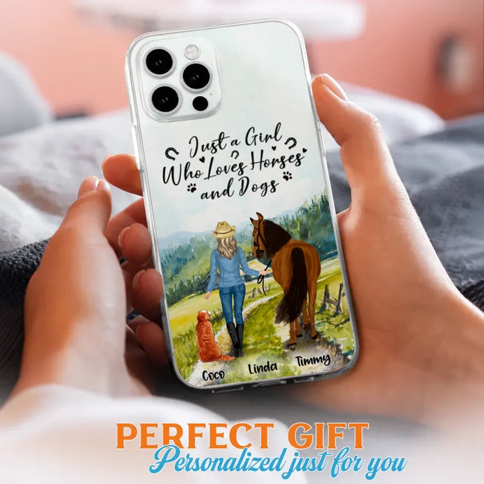 Custom Personalized Horse And Dog Phone Case - Man/ Woman/ Girl/ Boy With Upto 2 Horses And 4 Dogs - Gift For Horse/ Dog Lover - Case For iPhone And Samsung