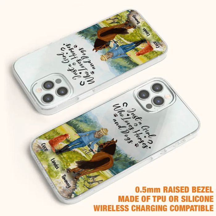 Custom Personalized Horse And Dog Phone Case - Man/ Woman/ Girl/ Boy With Upto 2 Horses And 4 Dogs - Gift For Horse/ Dog Lover - Case For iPhone And Samsung