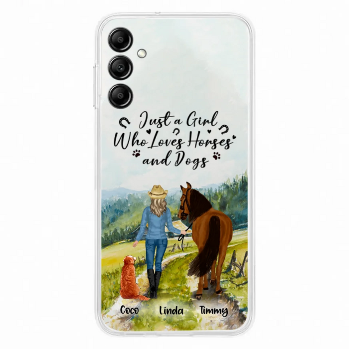 Custom Personalized Horse And Dog Phone Case - Man/ Woman/ Girl/ Boy With Upto 2 Horses And 4 Dogs - Gift For Horse/ Dog Lover - Case For iPhone And Samsung