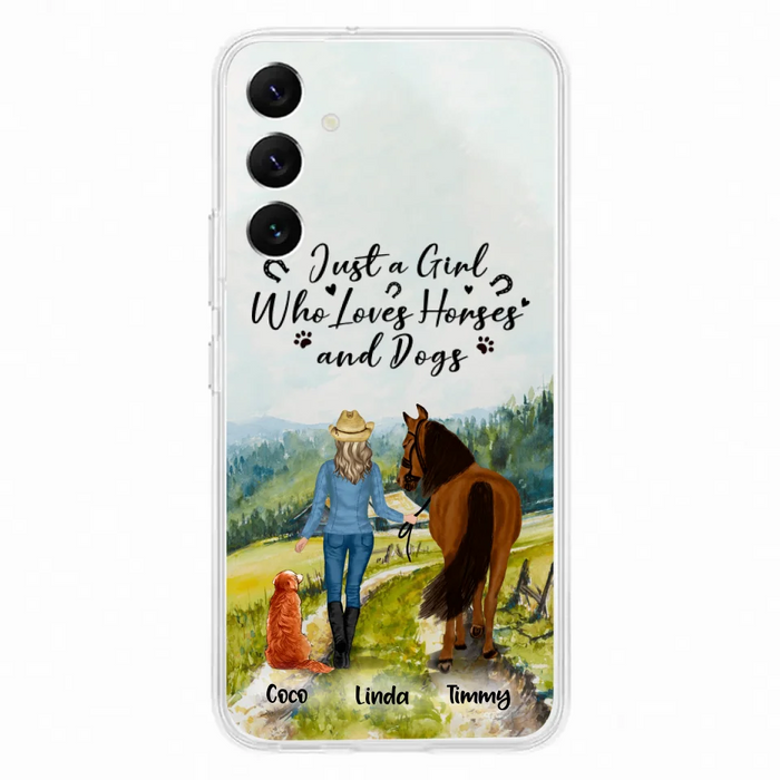 Custom Personalized Horse And Dog Phone Case - Man/ Woman/ Girl/ Boy With Upto 2 Horses And 4 Dogs - Gift For Horse/ Dog Lover - Case For iPhone And Samsung