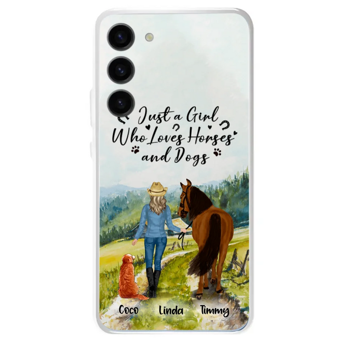 Custom Personalized Horse And Dog Phone Case - Man/ Woman/ Girl/ Boy With Upto 2 Horses And 4 Dogs - Gift For Horse/ Dog Lover - Case For iPhone And Samsung