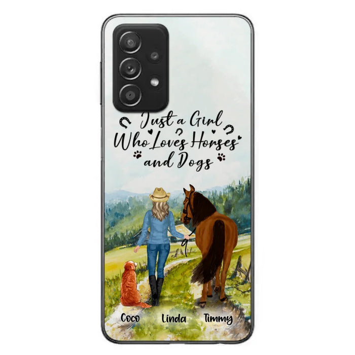 Custom Personalized Horse And Dog Phone Case - Man/ Woman/ Girl/ Boy With Upto 2 Horses And 4 Dogs - Gift For Horse/ Dog Lover - Case For iPhone And Samsung