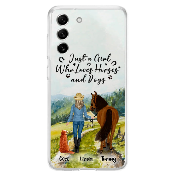 Custom Personalized Horse And Dog Phone Case - Man/ Woman/ Girl/ Boy With Upto 2 Horses And 4 Dogs - Gift For Horse/ Dog Lover - Case For iPhone And Samsung