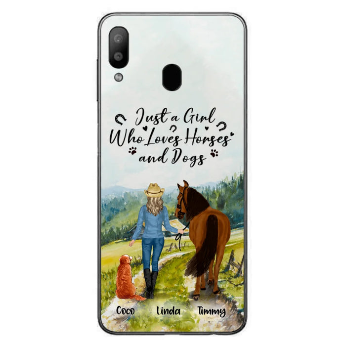 Custom Personalized Horse And Dog Phone Case - Man/ Woman/ Girl/ Boy With Upto 2 Horses And 4 Dogs - Gift For Horse/ Dog Lover - Case For iPhone And Samsung