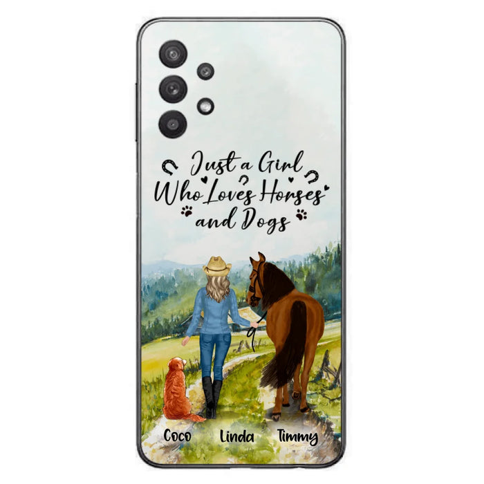 Custom Personalized Horse And Dog Phone Case - Man/ Woman/ Girl/ Boy With Upto 2 Horses And 4 Dogs - Gift For Horse/ Dog Lover - Case For iPhone And Samsung