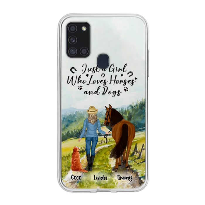 Custom Personalized Horse And Dog Phone Case - Man/ Woman/ Girl/ Boy With Upto 2 Horses And 4 Dogs - Gift For Horse/ Dog Lover - Case For iPhone And Samsung