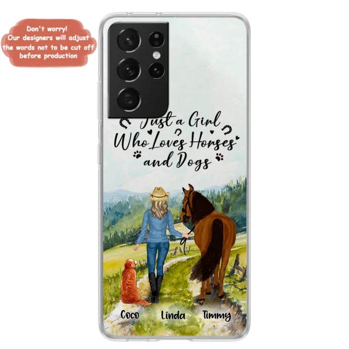 Custom Personalized Horse And Dog Phone Case - Man/ Woman/ Girl/ Boy With Upto 2 Horses And 4 Dogs - Gift For Horse/ Dog Lover - Case For iPhone And Samsung