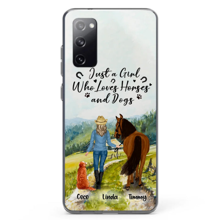 Custom Personalized Horse And Dog Phone Case - Man/ Woman/ Girl/ Boy With Upto 2 Horses And 4 Dogs - Gift For Horse/ Dog Lover - Case For iPhone And Samsung