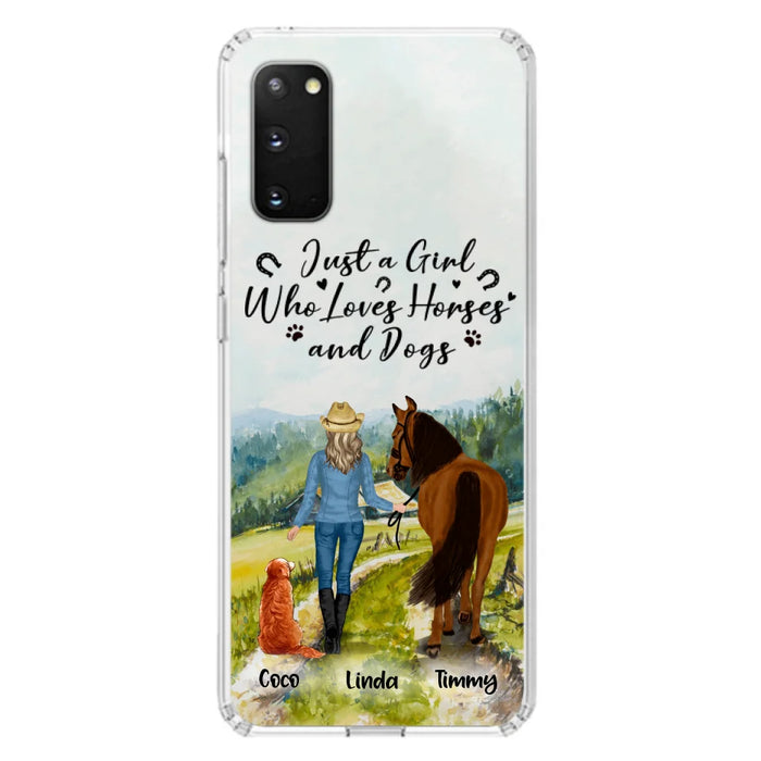 Custom Personalized Horse And Dog Phone Case - Man/ Woman/ Girl/ Boy With Upto 2 Horses And 4 Dogs - Gift For Horse/ Dog Lover - Case For iPhone And Samsung