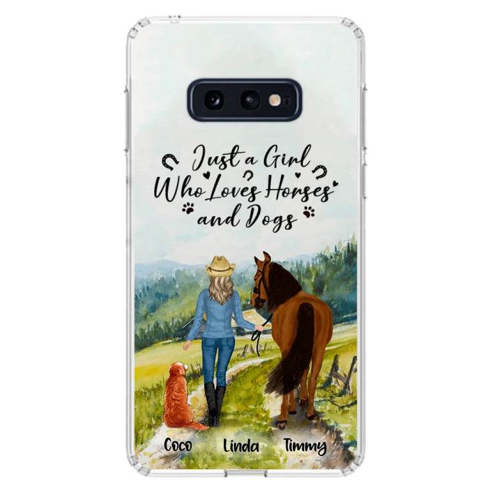 Custom Personalized Horse And Dog Phone Case - Man/ Woman/ Girl/ Boy With Upto 2 Horses And 4 Dogs - Gift For Horse/ Dog Lover - Case For iPhone And Samsung