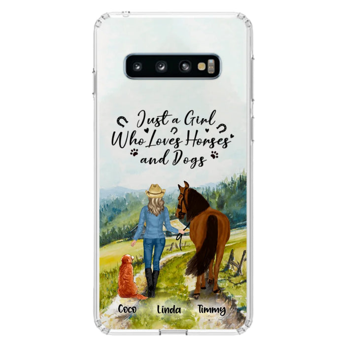 Custom Personalized Horse And Dog Phone Case - Man/ Woman/ Girl/ Boy With Upto 2 Horses And 4 Dogs - Gift For Horse/ Dog Lover - Case For iPhone And Samsung