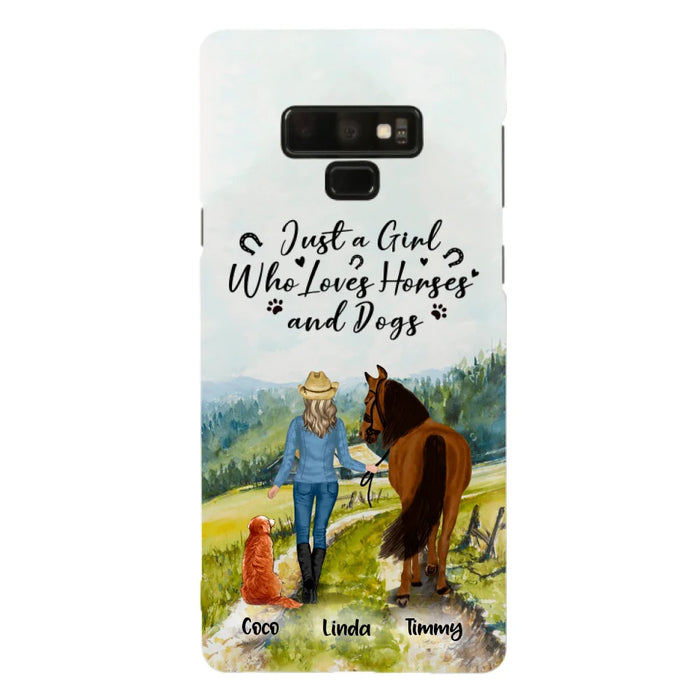 Custom Personalized Horse And Dog Phone Case - Man/ Woman/ Girl/ Boy With Upto 2 Horses And 4 Dogs - Gift For Horse/ Dog Lover - Case For iPhone And Samsung