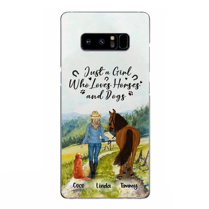 Custom Personalized Horse And Dog Phone Case - Man/ Woman/ Girl/ Boy With Upto 2 Horses And 4 Dogs - Gift For Horse/ Dog Lover - Case For iPhone And Samsung