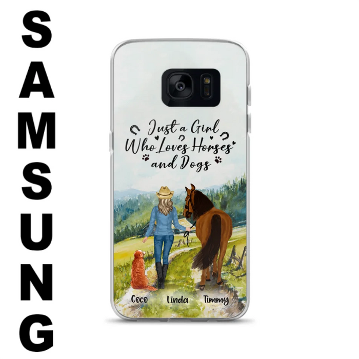 Custom Personalized Horse And Dog Phone Case - Man/ Woman/ Girl/ Boy With Upto 2 Horses And 4 Dogs - Gift For Horse/ Dog Lover - Case For iPhone And Samsung