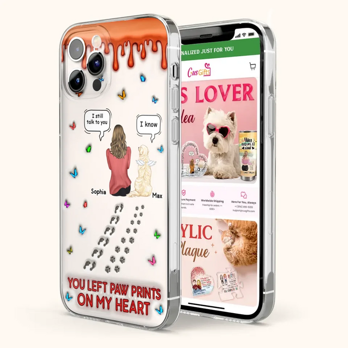 Custom Personalized Memorial Dog Phone Case - Memorial Gift Idea For Pet Owner - Case For iPhone/ Samsung - You Left Paw Prints On My Heart