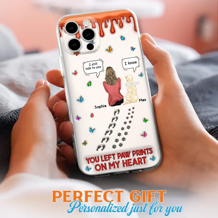 Custom Personalized Memorial Dog Phone Case - Memorial Gift Idea For Pet Owner - Case For iPhone/ Samsung - You Left Paw Prints On My Heart