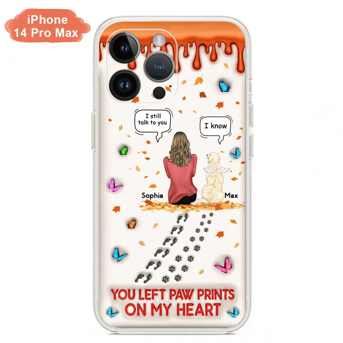 Custom Personalized Memorial Dog Phone Case - Memorial Gift Idea For Pet Lover - Case For iPhone/ Samsung - You Left Paw Prints On My Heart