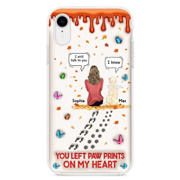 Custom Personalized Memorial Dog Phone Case - Memorial Gift Idea For Pet Lover - Case For iPhone/ Samsung - You Left Paw Prints On My Heart