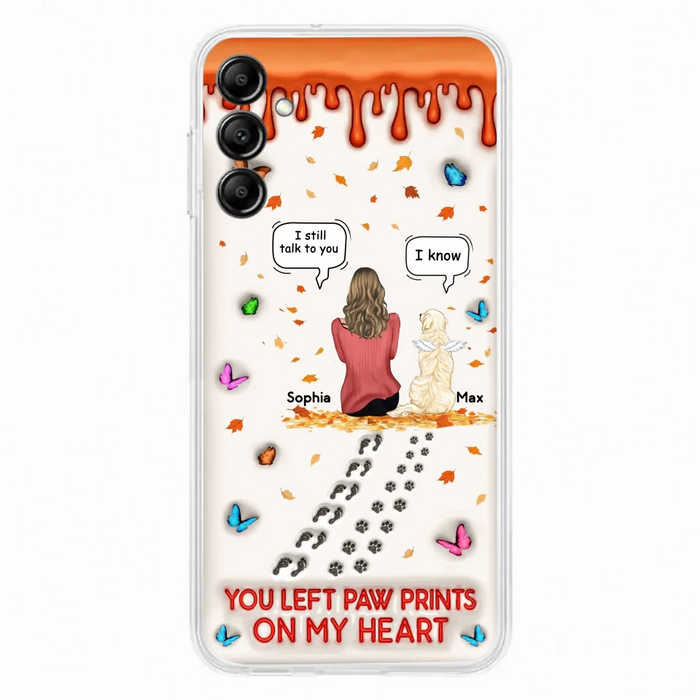 Custom Personalized Memorial Dog Phone Case - Memorial Gift Idea For Pet Lover - Case For iPhone/ Samsung - You Left Paw Prints On My Heart