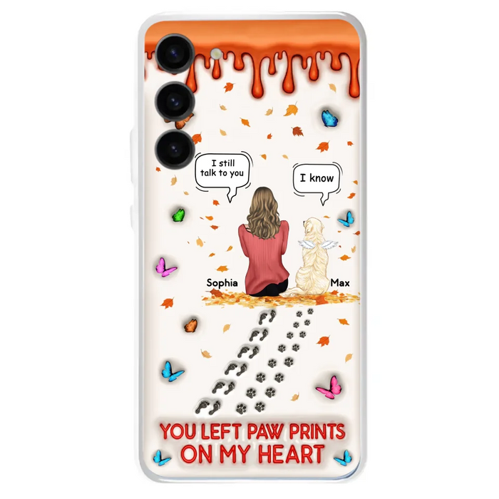 Custom Personalized Memorial Dog Phone Case - Memorial Gift Idea For Pet Lover - Case For iPhone/ Samsung - You Left Paw Prints On My Heart