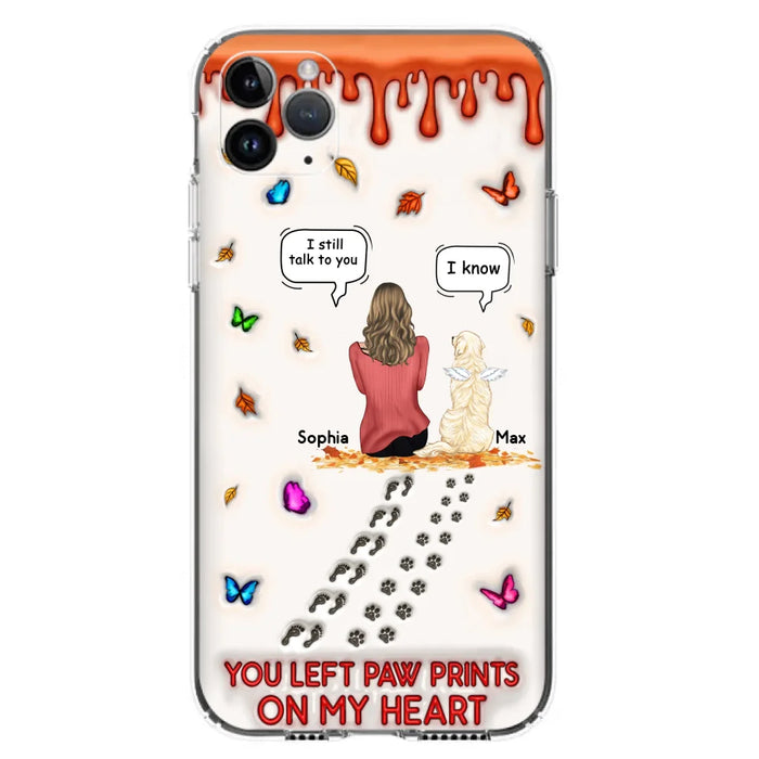 Custom Personalized Memorial Dog Phone Case - Memorial Gift Idea For Dog/Cat Lover - Case For iPhone/ Samsung - You Left Paw Prints On My Heart