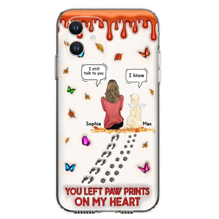 Custom Personalized Memorial Dog Phone Case - Memorial Gift Idea For Dog/Cat Lover - Case For iPhone/ Samsung - You Left Paw Prints On My Heart