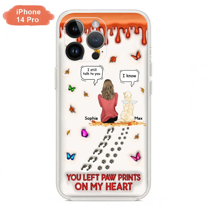 Custom Personalized Memorial Dog Phone Case - Memorial Gift Idea For Dog/Cat Lover - Case For iPhone/ Samsung - You Left Paw Prints On My Heart