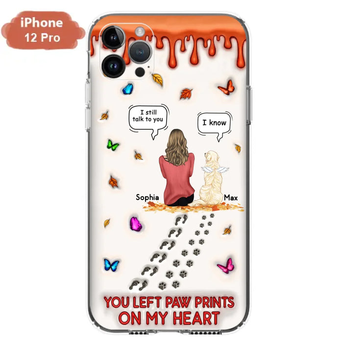 Custom Personalized Memorial Dog Phone Case - Memorial Gift Idea For Dog/Cat Lover - Case For iPhone/ Samsung - You Left Paw Prints On My Heart