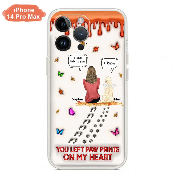 Custom Personalized Memorial Dog Phone Case - Memorial Gift Idea For Dog/Cat Lover - Case For iPhone/ Samsung - You Left Paw Prints On My Heart