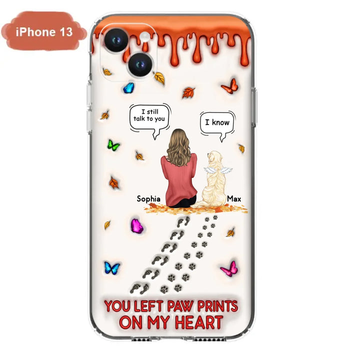 Custom Personalized Memorial Dog Phone Case - Memorial Gift Idea For Dog/Cat Lover - Case For iPhone/ Samsung - You Left Paw Prints On My Heart