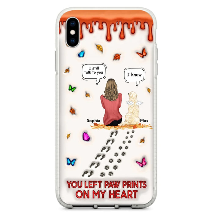 Custom Personalized Memorial Dog Phone Case - Memorial Gift Idea For Dog/Cat Lover - Case For iPhone/ Samsung - You Left Paw Prints On My Heart