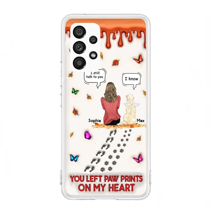 Custom Personalized Memorial Dog Phone Case - Memorial Gift Idea For Dog/Cat Lover - Case For iPhone/ Samsung - You Left Paw Prints On My Heart