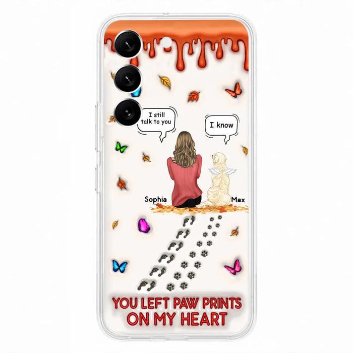 Custom Personalized Memorial Dog Phone Case - Memorial Gift Idea For Dog/Cat Lover - Case For iPhone/ Samsung - You Left Paw Prints On My Heart