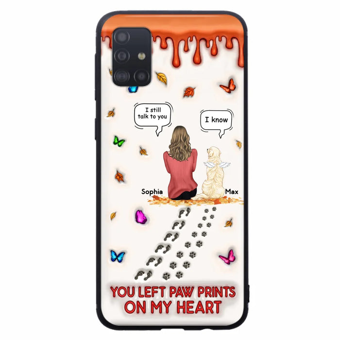 Custom Personalized Memorial Dog Phone Case - Memorial Gift Idea For Dog/Cat Lover - Case For iPhone/ Samsung - You Left Paw Prints On My Heart