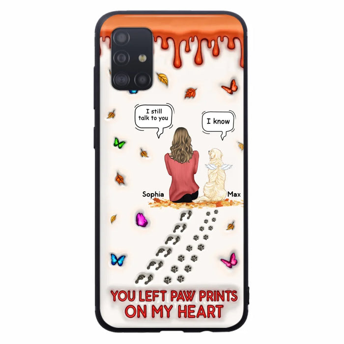 Custom Personalized Memorial Dog Phone Case - Memorial Gift Idea For Dog/Cat Lover - Case For iPhone/ Samsung - You Left Paw Prints On My Heart