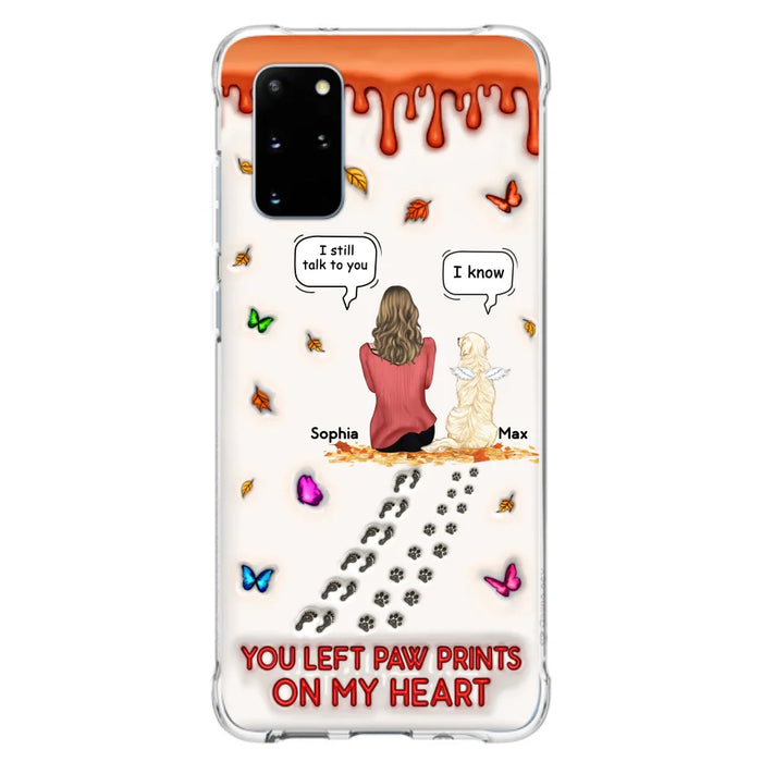 Custom Personalized Memorial Dog Phone Case - Memorial Gift Idea For Dog/Cat Lover - Case For iPhone/ Samsung - You Left Paw Prints On My Heart