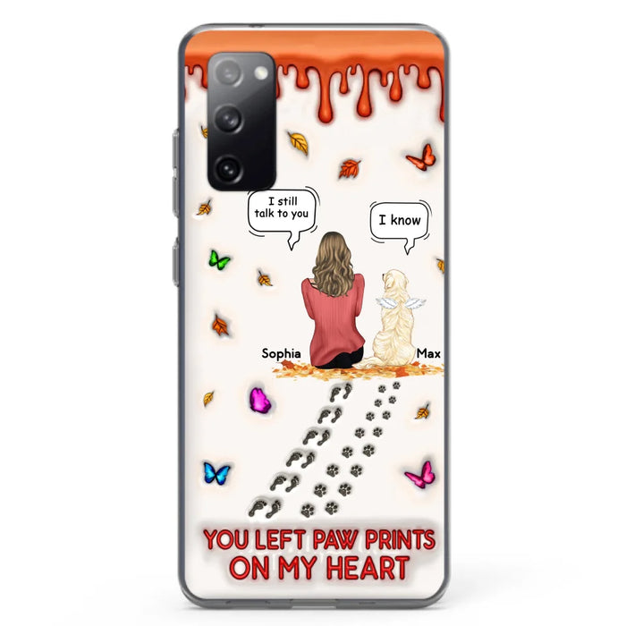 Custom Personalized Memorial Dog Phone Case - Memorial Gift Idea For Dog/Cat Lover - Case For iPhone/ Samsung - You Left Paw Prints On My Heart