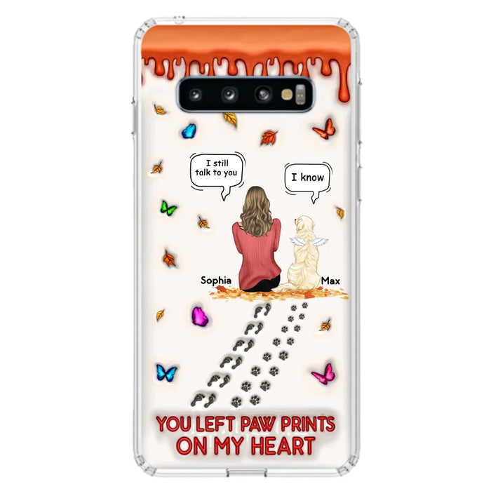 Custom Personalized Memorial Dog Phone Case - Memorial Gift Idea For Dog/Cat Lover - Case For iPhone/ Samsung - You Left Paw Prints On My Heart