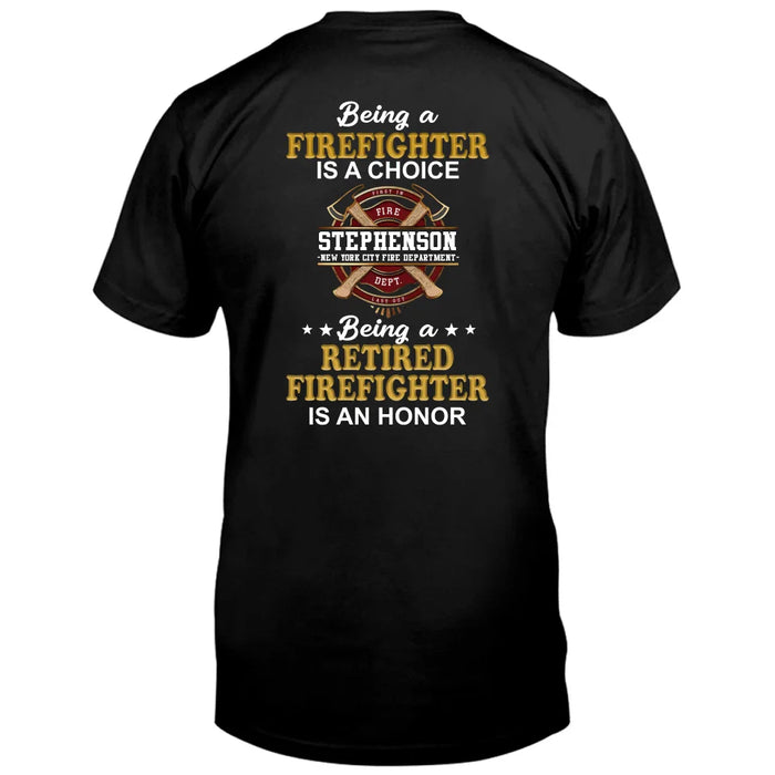 Custom Personalized Retired Firefighter T-Shirt - Gift Idea For Firefighter/ Father/ Grandpa