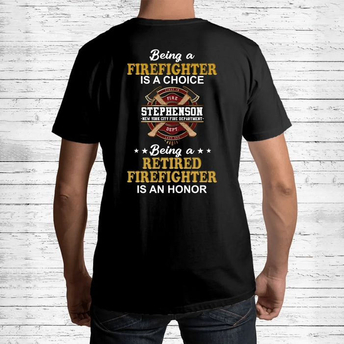 Custom Personalized Retired Firefighter T-Shirt - Gift Idea For Firefighter/ Father/ Grandpa