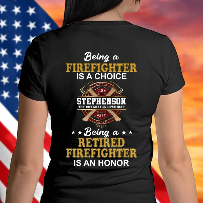 Custom Personalized Retired Firefighter T-Shirt - Gift Idea For Firefighter/ Father/ Grandpa