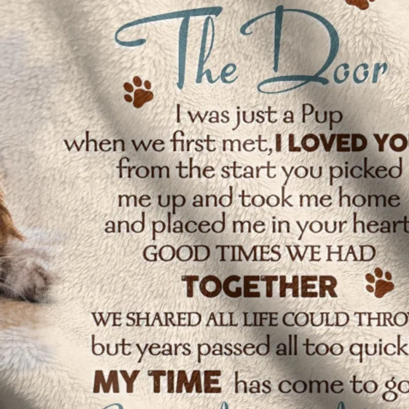 Personalized Memorial Quilt/Fleece Throw Blanket - Memorial Gift Idea For Dog Lover - Waiting At The Door