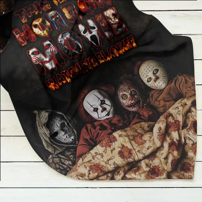 Custom Personalized Halloween Quilt/ Fleece Throw Blanket - Gift Idea For Halloween - This is My Horror Movie Watching Blanket