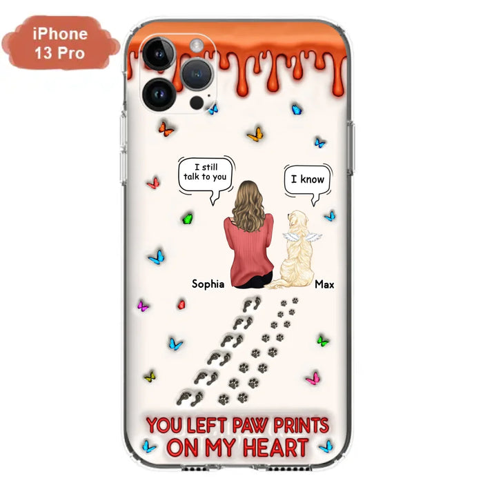 Custom Personalized Memorial Pet Phone Case - Memorial Gift Idea For Pet Owner - Case For iPhone/ Samsung - You Left Paw Prints On My Heart