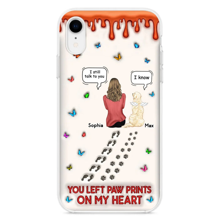 Custom Personalized Memorial Pet Phone Case - Memorial Gift Idea For Pet Owner - Case For iPhone/ Samsung - You Left Paw Prints On My Heart