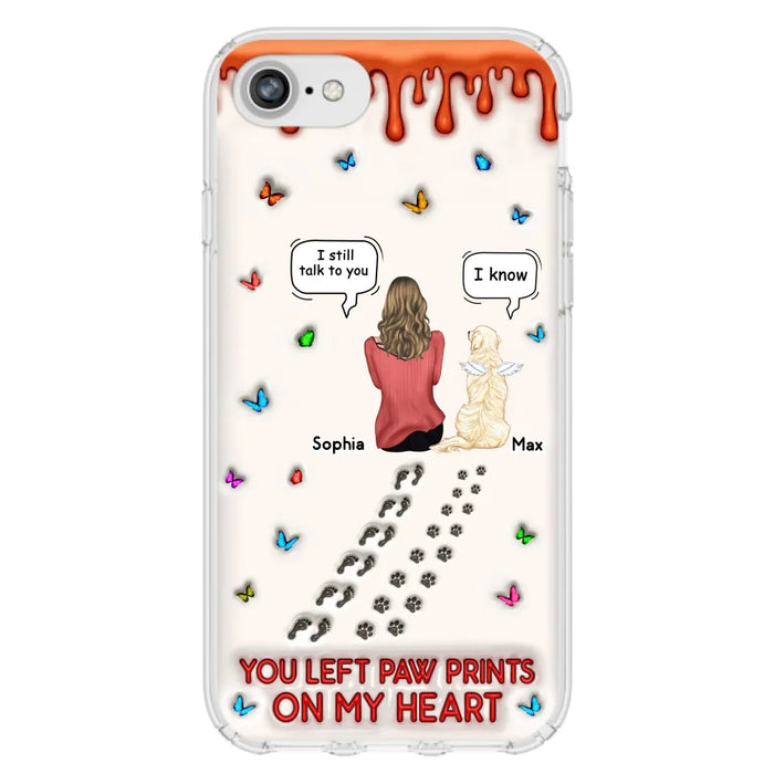 Custom Personalized Memorial Pet Phone Case - Memorial Gift Idea For Pet Owner - Case For iPhone/ Samsung - You Left Paw Prints On My Heart