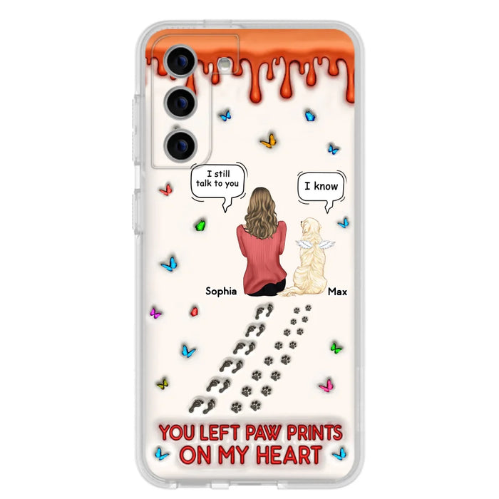 Custom Personalized Memorial Pet Phone Case - Memorial Gift Idea For Pet Owner - Case For iPhone/ Samsung - You Left Paw Prints On My Heart